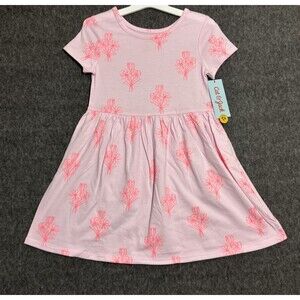 Cat & Jack Girl's Dress Short Sleeve Floral Print Pink 4T